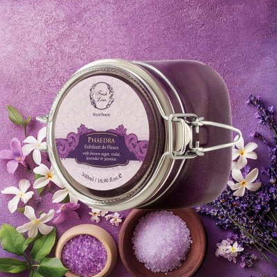 Naturalny peeling cukrowo - kwiatowy z jaśminem 🌼 , lawendą 🪻 i frezją.